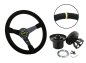 Preview: Set Luisi Mirage Sportlenkrad Wildleder schwarz geschüsselt & Nabe passend für Opel Astra F 1990-2000 W5207